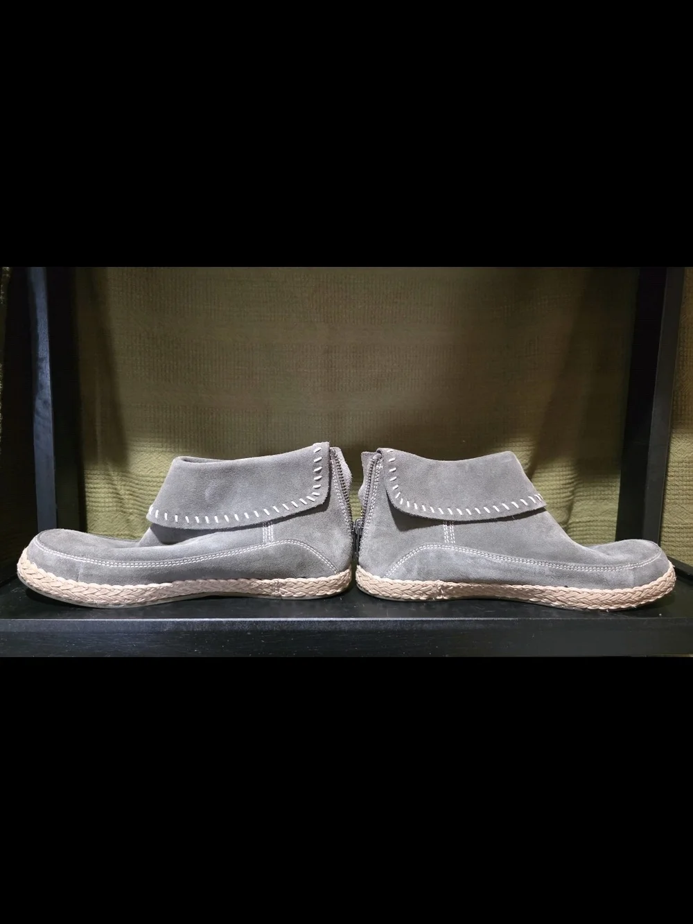 UGG Gray Suede Ankle Booties with Braided Sole
